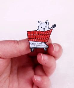 Alternative view of Red Shopping Cart 'French Bulldog | Forgot What I Came For' Enamel Pin