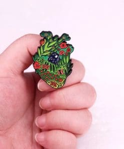 Alternative view of Human Heart 'Underwater Garden' Enamel Pin