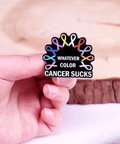 Alternative view of Fight Cancer 'Ribbons | Whatever Color Cancer Suck' Enamel Pin