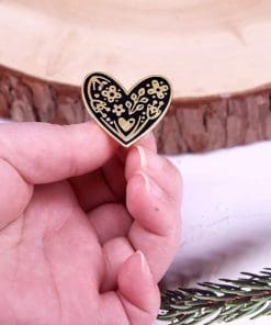 Alternative view of Black Heart 'Friendship Flower' Enamel Pin