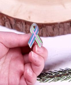 Alternative view of Breast Cancer Awareness 'Metastatic Ribbon' Enamel Pin