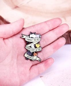 Alternative view of Cat Lover 'I Want To Pet Every Cat in The World' Enamel Pin