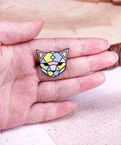 Alternative view of Cat Head 'Rainbow Polygon' Enamel Pin