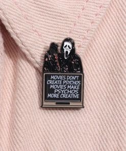Scream ‘Movies Don't Create Psychos Movies mMke Psychos More Creative’ Enamel Pin - Image 4
