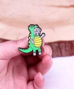 Alternative view of Sheep 'Dinosaur Costume' Enamel Pin