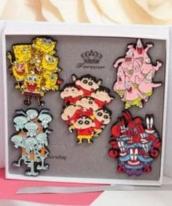 Set of 5 'Crayon Shin-Chan | SpongeBob | Patrick Star | Squidward | Mr. Krabs' Enamel Pin