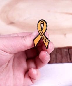 Alternative view of Orange Ribbon 'Leukemia Awareness' Enamel Pin