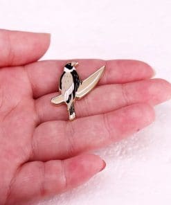 Alternative view of Magpie Bird 'Flying Dagger' Enamel Pin