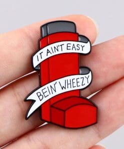 Alternative view of Red Inhaler 'It Aint Easy Bein' Wheezy' Enamel Pin