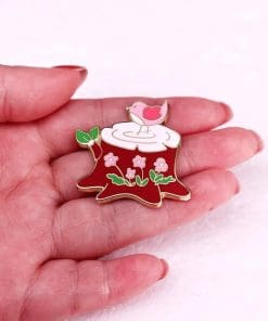 Alternative view of Pink Sparrow 'Resting Log' Enamel Pin
