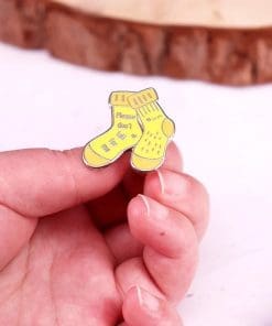 Alternative view of Yellow Sock 'Please Don't Fall For Me' Enamel Pin