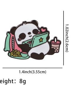 Alternative view of Panda 'Lazy Bear' Enamel Pin