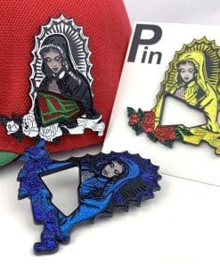 Alternative view of Our Lady of Guadalupe 'Yellow Glittered Hollow' Enamel Pin