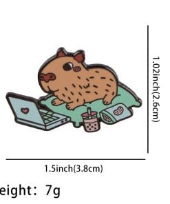 Alternative view of Capybara 'Online Meeting' Enamel Pin