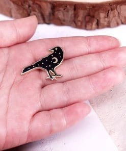 Alternative view of Raven 'Starry Night' Enamel Pin