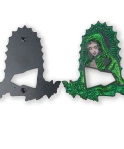 Alternative view of Our Lady of Guadalupe 'Green Glittered Hollow' Enamel Pin