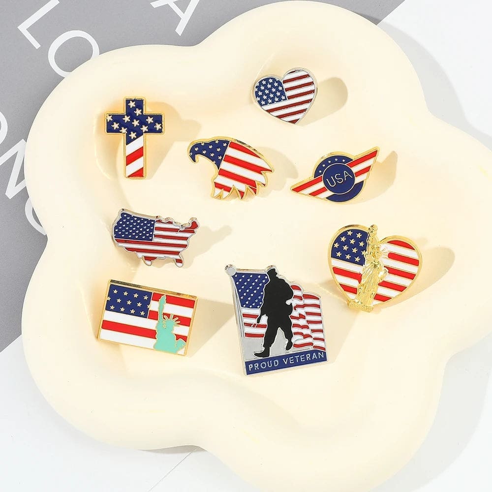 United States National Flag 'Proud Veteran' Enamel Pin - Image 2