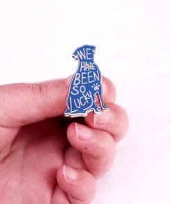 Alternative view of Friendly Dog 'We Have Been So Lucky' Enamel Pin