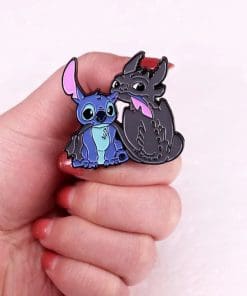 Alternative view of Cute Monster 'Stitch and Toothless' Enamel Pin