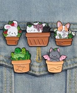 Alternative view of Potted Animal 'Baby Bat' Enamel Pin