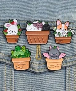 Alternative view of Potted Cat 'Sleeping Siblings' Enamel Pin