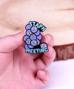 Alternative view of Bacterial Cell 'Staph Meeting' Enamel Pin