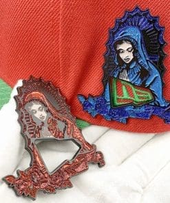 Alternative view of Our Lady of Guadalupe 'Blue Glittered Hollow' Enamel Pin