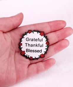 Alternative view of Floral 'Grateful Thankful Blessed' Enamel Pin