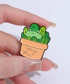 Alternative view of Potted Animals Enamel Pin Bat Cat Rabbit Frog Dog