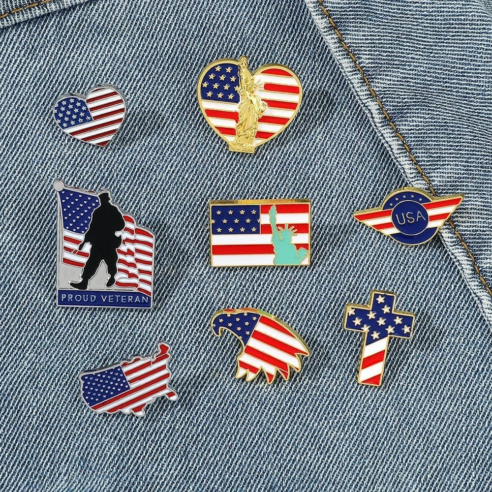United States National Flag 'Proud Veteran' Enamel Pin - Image 3