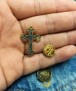 Alternative view of Christian Cross 'Golden Black Crucifix 2.0' Enamel Pin