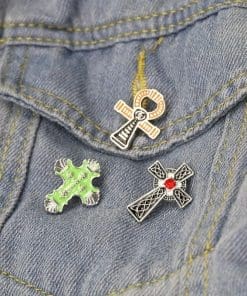 Alternative view of Christian Cross 'Celtic Cross | Ruby' Enamel Pin