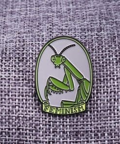 Alternative view of Praying Mantis 'Feminism' Enamel Pin