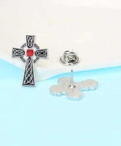 Christian Cross 'Celtic Cross | Ruby' Enamel Pin - Image 4