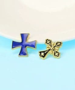 Alternative view of Christian Cross 'Golden Black Crucifix' Enamel Pin