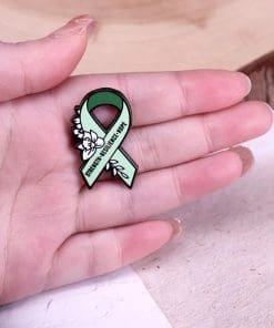 Alternative view of Green Ribbon 'Strength | Resilience | Hope' Enamel Pin