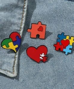 Alternative view of Autism Awareness 'Love Puzzle' Enamel Pin