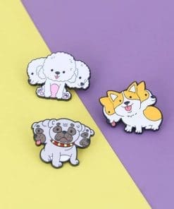 Alternative view of Triple Head 'Corgi Dog' Enamel Pin
