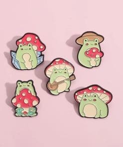 Alternative view of Red Mushroom 'Biggie Frog' Enamel Pin