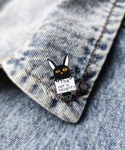 Alternative view of Black Cat 'The Cat Is Naughty' Enamel Pin