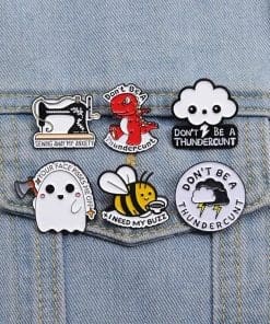 Alternative view of Red Dino 'Don't Be A Thunder*unt' Enamel pin