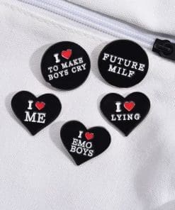 Alternative view of Black Heart 'Love Lying' Enamel Pin