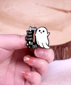 Alternative view of Flying Ghost ‘Your Face Pisses Me Off’ Enamel pin