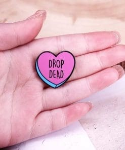 Alternative view of Heart 'Drop Dead' Enamel Pin