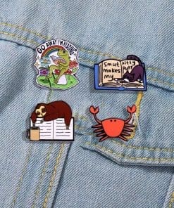 Alternative view of Studious Frog 'Go Away I'm Reading' Enamel pin
