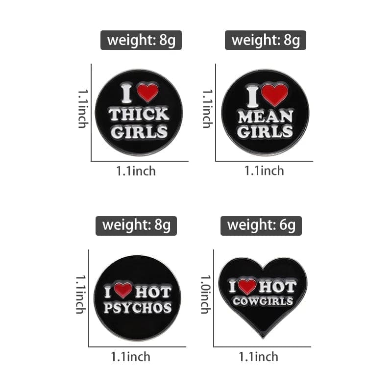 Red Hot 'I Love Hot Psychos' Enamel Pin - Image 3