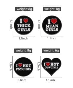 Alternative view of Red Heart 'I Love Thick Girls' Enamel Pin