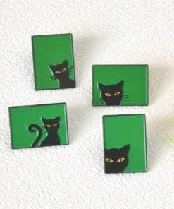 Alternative view of Green Screen 'Black Cat' Enamel Pin