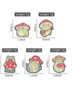 Alternative view of Red Mushroom Head 'Fatty Frog' Enamel Pin