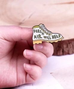 Alternative view of White Boots 'Fresh Air Will Help' Enamel Pin